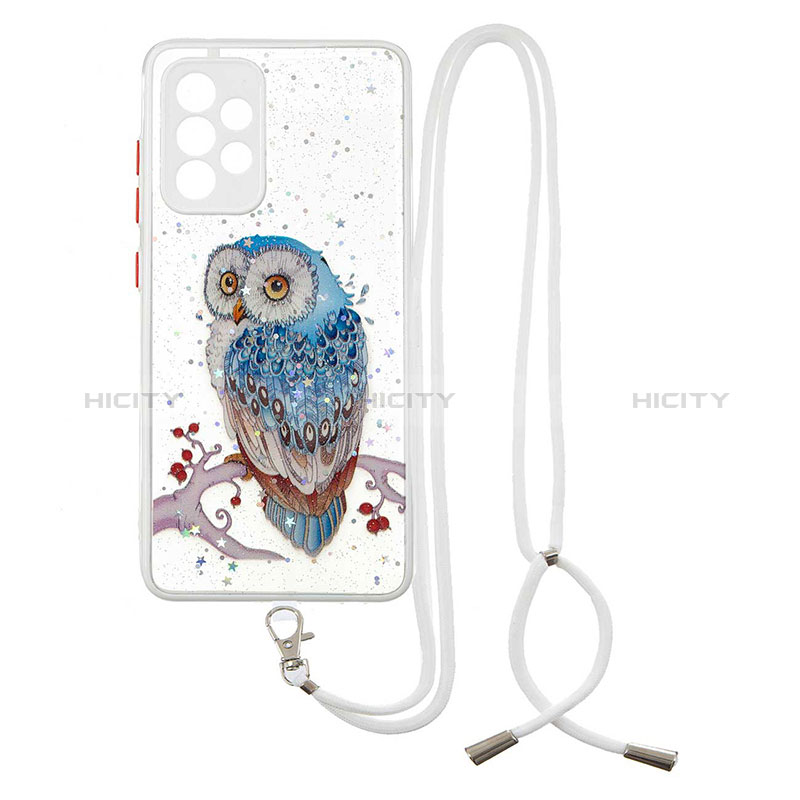 Funda Silicona Gel Goma Patron de Moda Carcasa con Acollador Cordon Lanyard Y01X para Samsung Galaxy A52s 5G