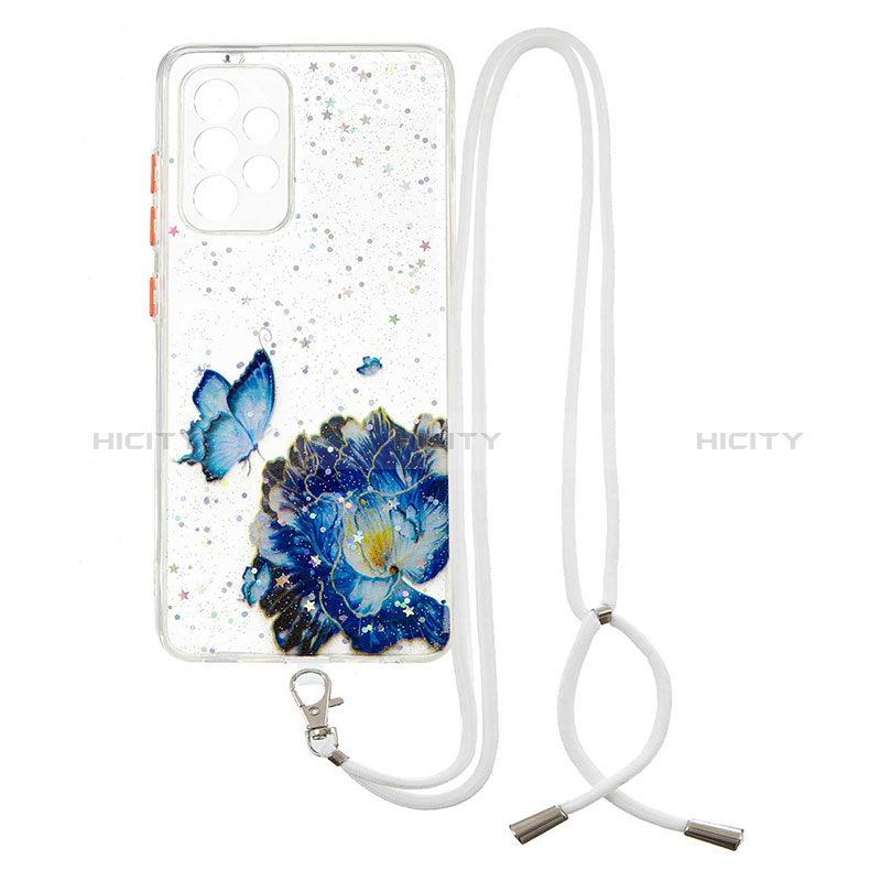 Funda Silicona Gel Goma Patron de Moda Carcasa con Acollador Cordon Lanyard Y01X para Samsung Galaxy A52s 5G