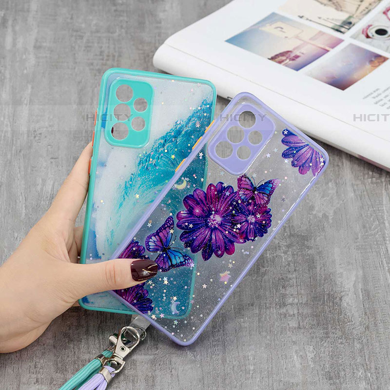 Funda Silicona Gel Goma Patron de Moda Carcasa con Acollador Cordon Lanyard Y01X para Samsung Galaxy A53 5G