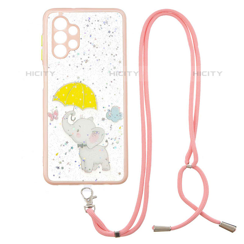 Funda Silicona Gel Goma Patron de Moda Carcasa con Acollador Cordon Lanyard Y01X para Samsung Galaxy M32 5G