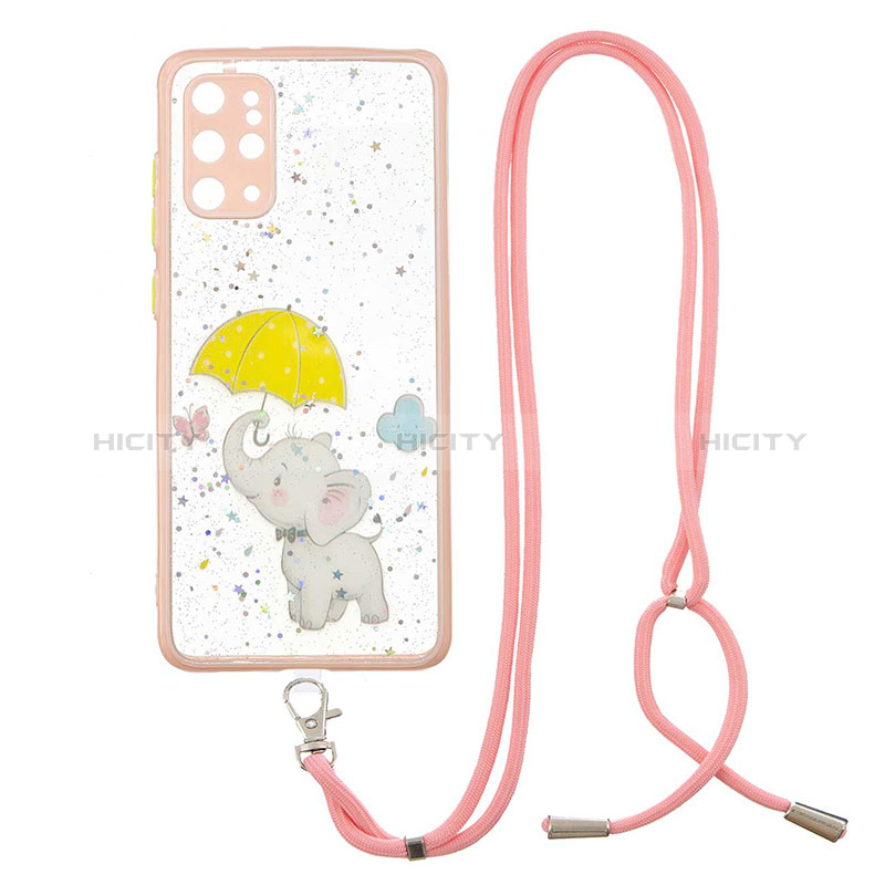 Funda Silicona Gel Goma Patron de Moda Carcasa con Acollador Cordon Lanyard Y01X para Samsung Galaxy S20 Plus