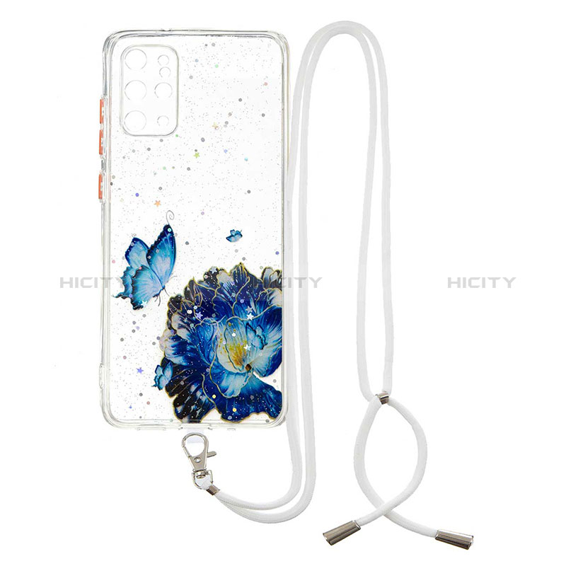 Funda Silicona Gel Goma Patron de Moda Carcasa con Acollador Cordon Lanyard Y01X para Samsung Galaxy S20 Plus 5G