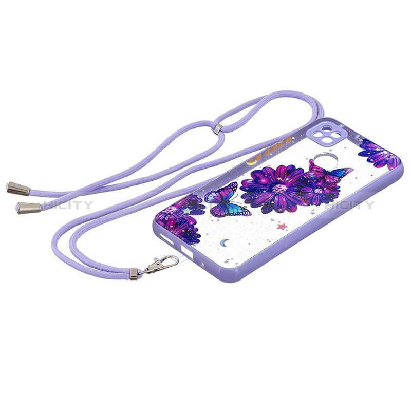 Funda Silicona Gel Goma Patron de Moda Carcasa con Acollador Cordon Lanyard Y01X para Xiaomi POCO C3