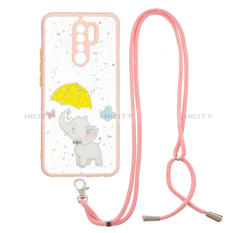 Funda Silicona Gel Goma Patron de Moda Carcasa con Acollador Cordon Lanyard Y01X para Xiaomi Poco M2