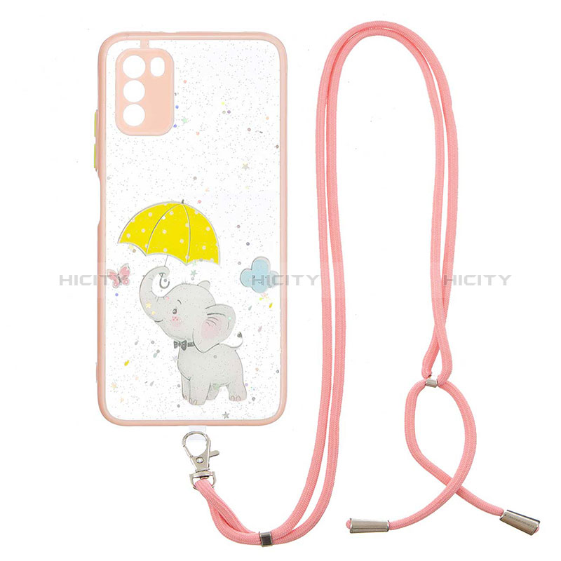 Funda Silicona Gel Goma Patron de Moda Carcasa con Acollador Cordon Lanyard Y01X para Xiaomi Poco M3