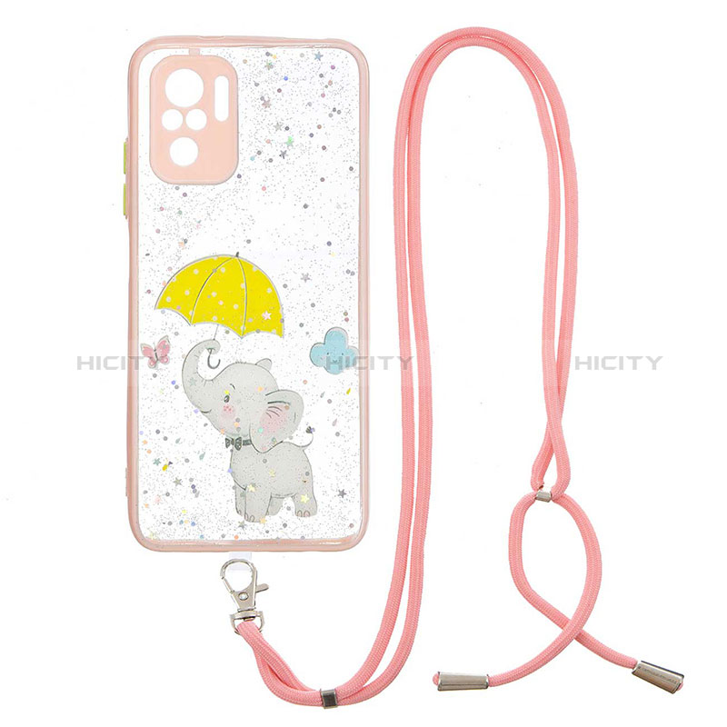 Funda Silicona Gel Goma Patron de Moda Carcasa con Acollador Cordon Lanyard Y01X para Xiaomi Poco M5S