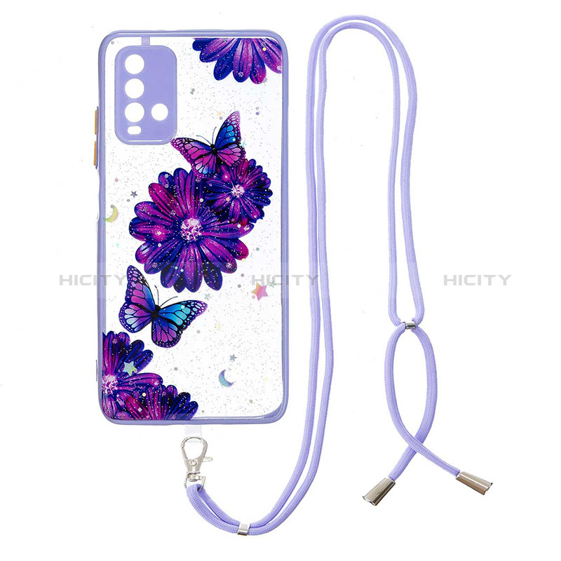 Funda Silicona Gel Goma Patron de Moda Carcasa con Acollador Cordon Lanyard Y01X para Xiaomi Redmi 9 Power