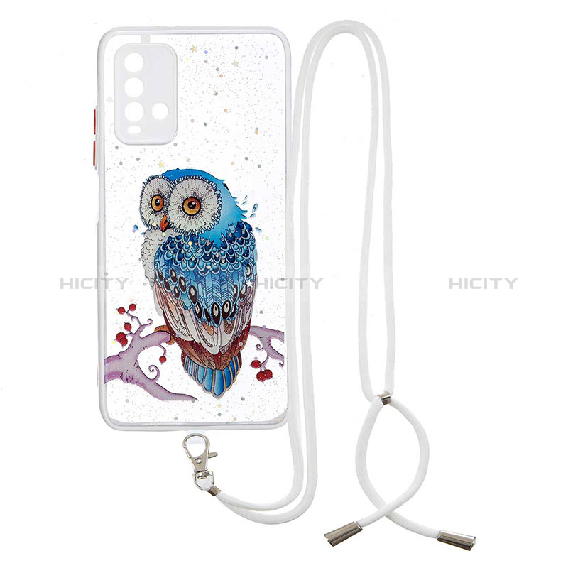 Funda Silicona Gel Goma Patron de Moda Carcasa con Acollador Cordon Lanyard Y01X para Xiaomi Redmi 9 Power