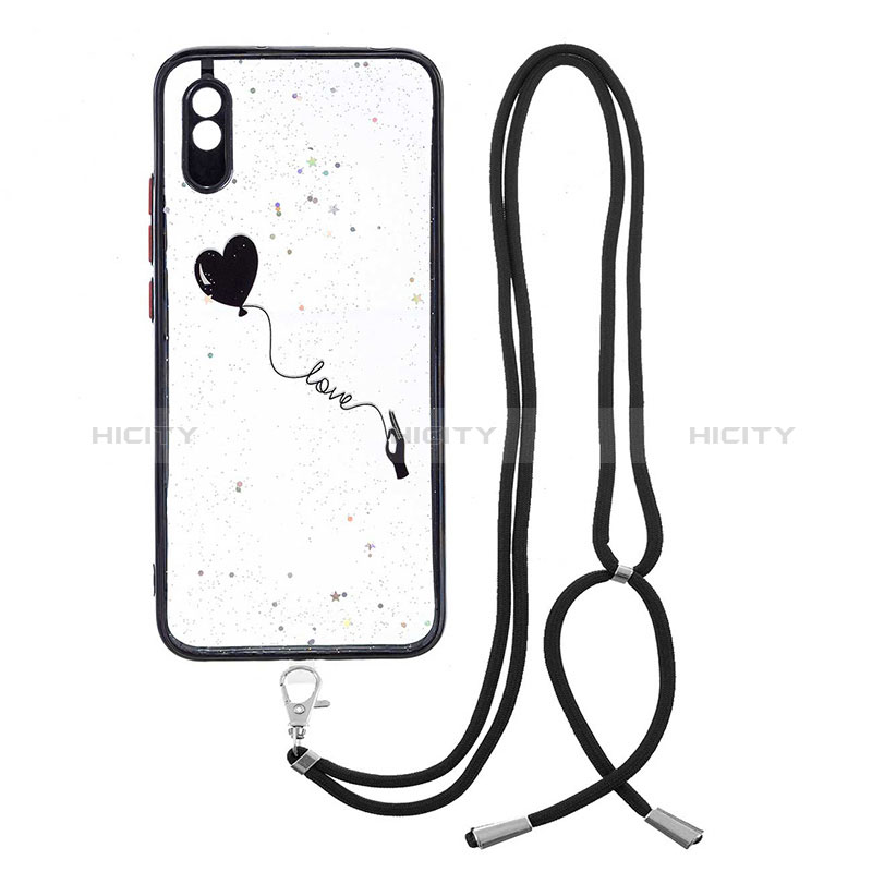 Funda Silicona Gel Goma Patron de Moda Carcasa con Acollador Cordon Lanyard Y01X para Xiaomi Redmi 9A