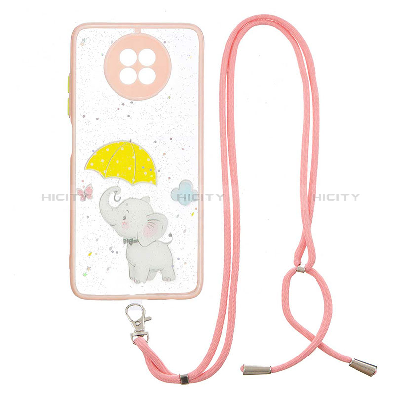 Funda Silicona Gel Goma Patron de Moda Carcasa con Acollador Cordon Lanyard Y01X para Xiaomi Redmi Note 9 5G