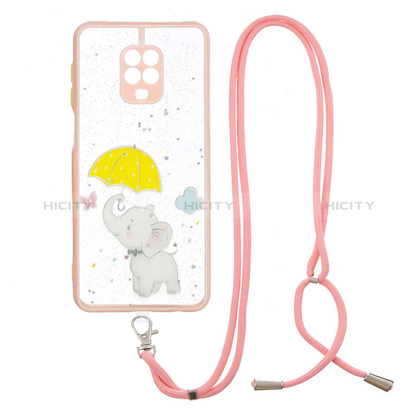 Funda Silicona Gel Goma Patron de Moda Carcasa con Acollador Cordon Lanyard Y01X para Xiaomi Redmi Note 9 Pro Max