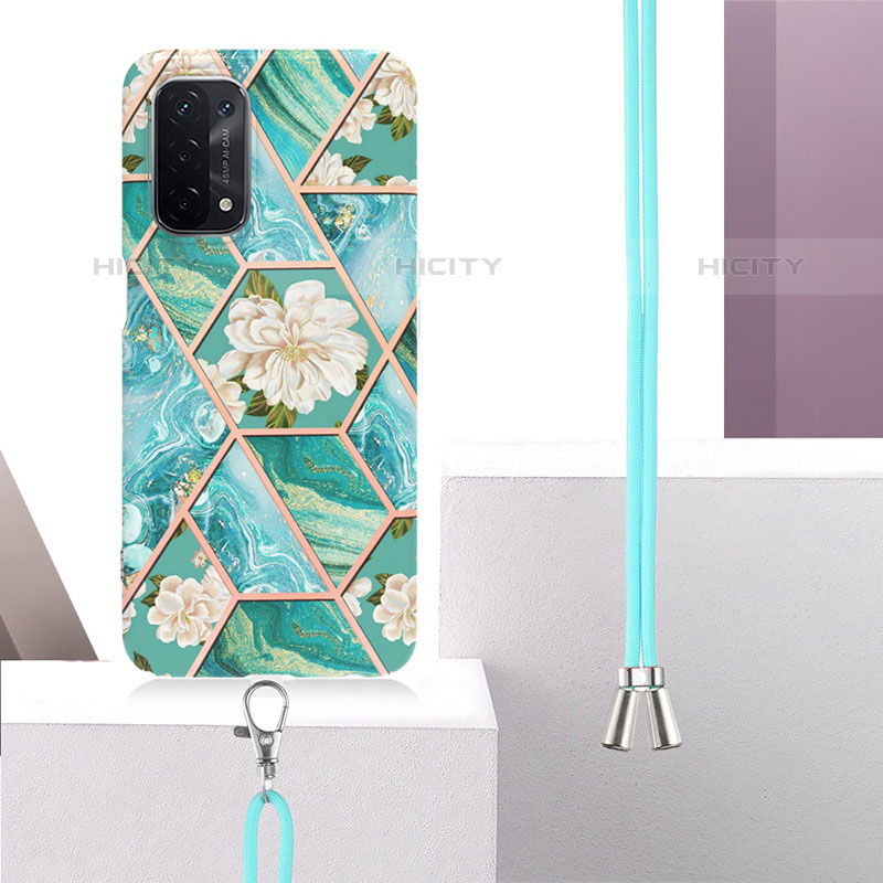 Funda Silicona Gel Goma Patron de Moda Carcasa con Acollador Cordon Lanyard Y02B para Oppo A93 5G