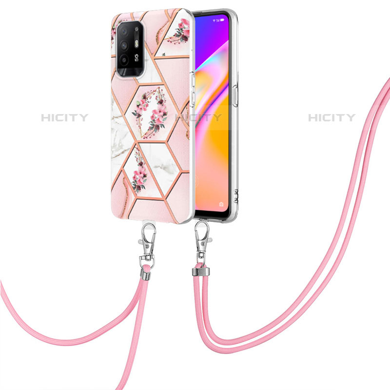 Funda Silicona Gel Goma Patron de Moda Carcasa con Acollador Cordon Lanyard Y02B para Oppo A95 5G