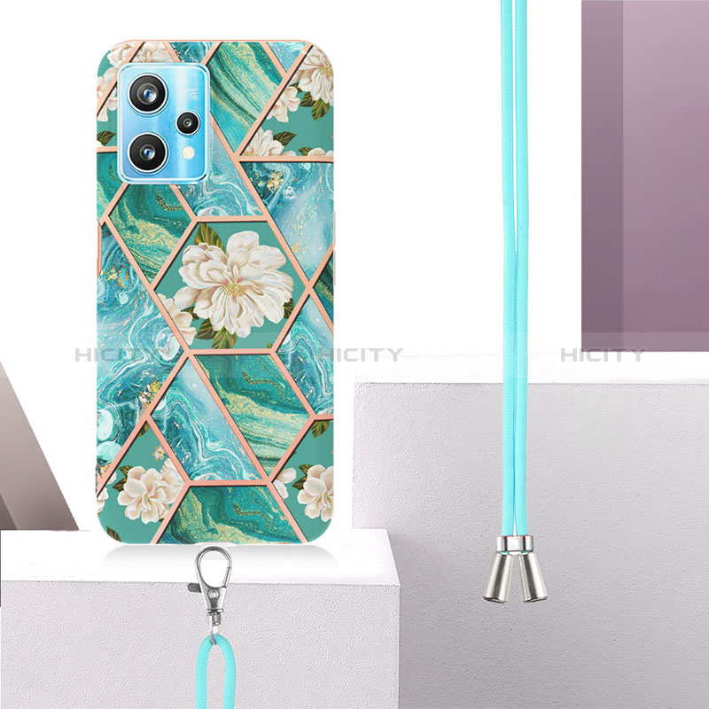 Funda Silicona Gel Goma Patron de Moda Carcasa con Acollador Cordon Lanyard Y02B para Realme 9 5G