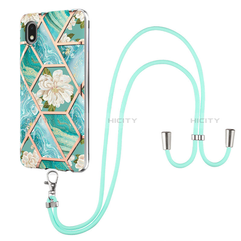 Funda Silicona Gel Goma Patron de Moda Carcasa con Acollador Cordon Lanyard Y02B para Samsung Galaxy A01 Core