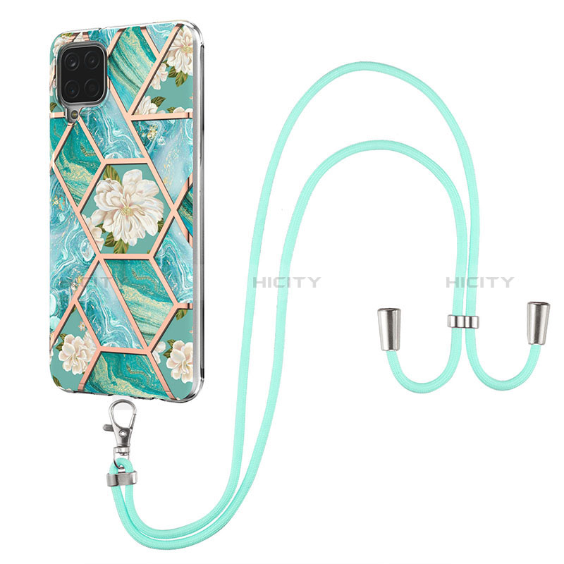 Funda Silicona Gel Goma Patron de Moda Carcasa con Acollador Cordon Lanyard Y02B para Samsung Galaxy A12 5G