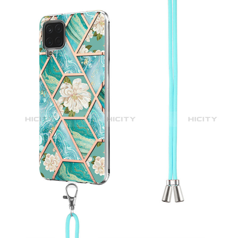 Funda Silicona Gel Goma Patron de Moda Carcasa con Acollador Cordon Lanyard Y02B para Samsung Galaxy A12 5G