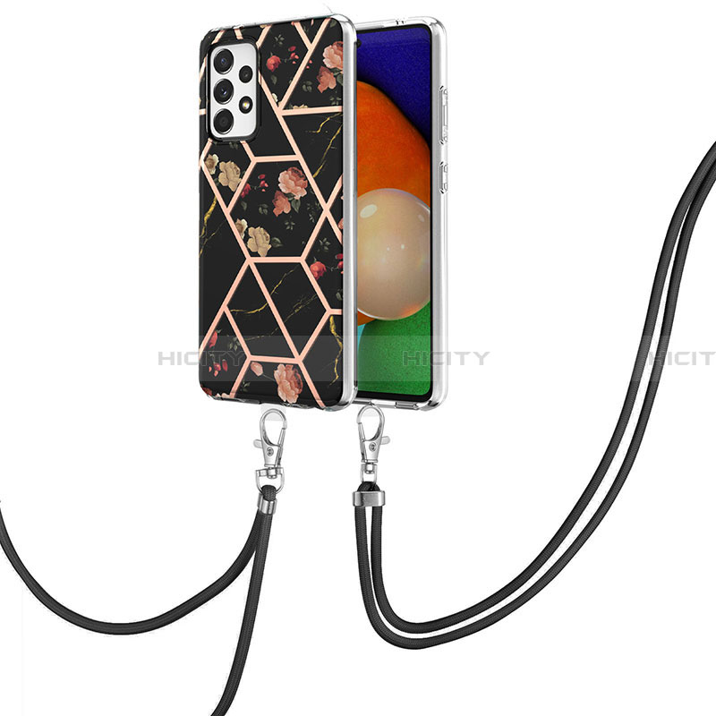 Funda Silicona Gel Goma Patron de Moda Carcasa con Acollador Cordon Lanyard Y02B para Samsung Galaxy A13 4G