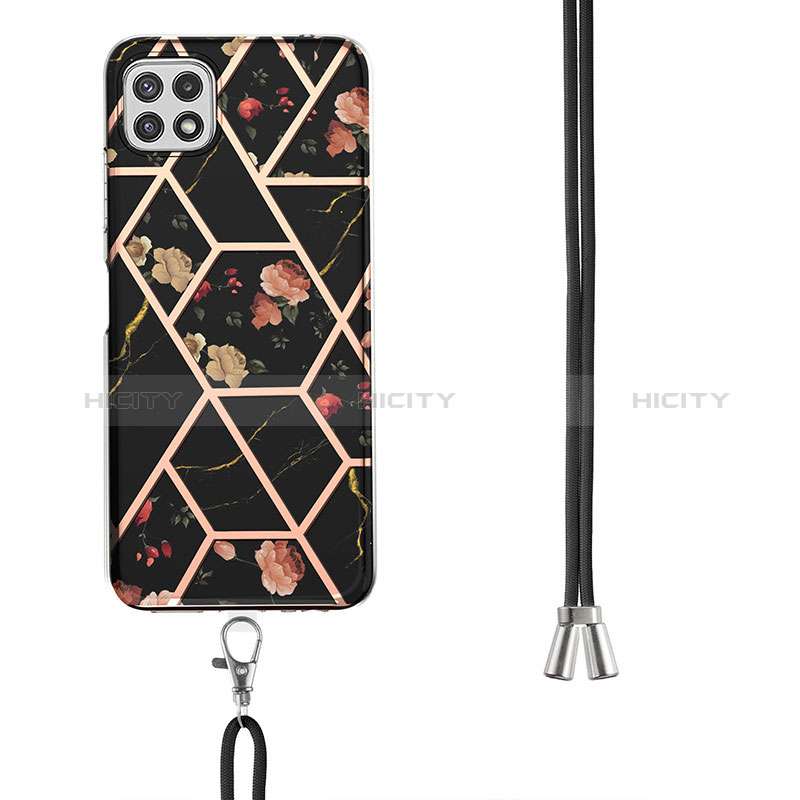 Funda Silicona Gel Goma Patron de Moda Carcasa con Acollador Cordon Lanyard Y02B para Samsung Galaxy A22s 5G