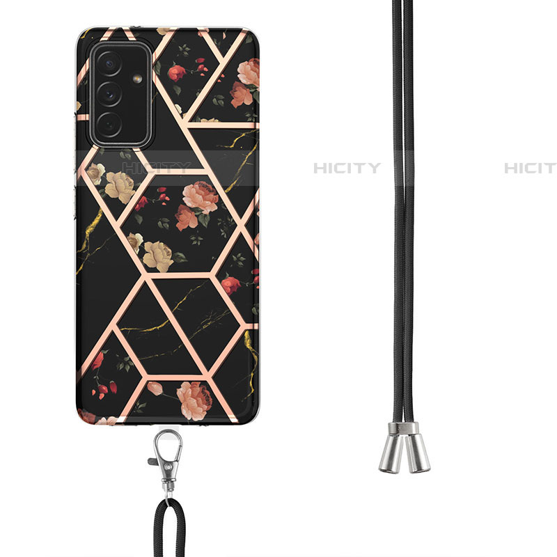 Funda Silicona Gel Goma Patron de Moda Carcasa con Acollador Cordon Lanyard Y02B para Samsung Galaxy F34 5G