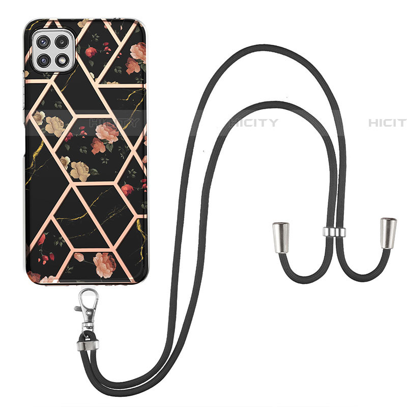 Funda Silicona Gel Goma Patron de Moda Carcasa con Acollador Cordon Lanyard Y02B para Samsung Galaxy F42 5G