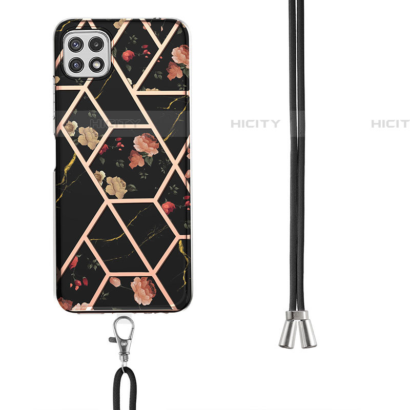 Funda Silicona Gel Goma Patron de Moda Carcasa con Acollador Cordon Lanyard Y02B para Samsung Galaxy F42 5G