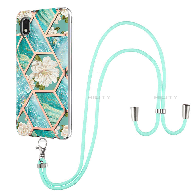 Funda Silicona Gel Goma Patron de Moda Carcasa con Acollador Cordon Lanyard Y02B para Samsung Galaxy M01 Core