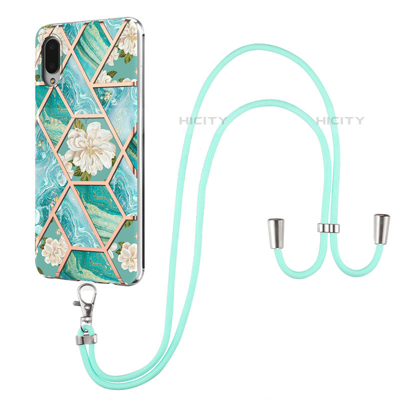 Funda Silicona Gel Goma Patron de Moda Carcasa con Acollador Cordon Lanyard Y02B para Samsung Galaxy M02