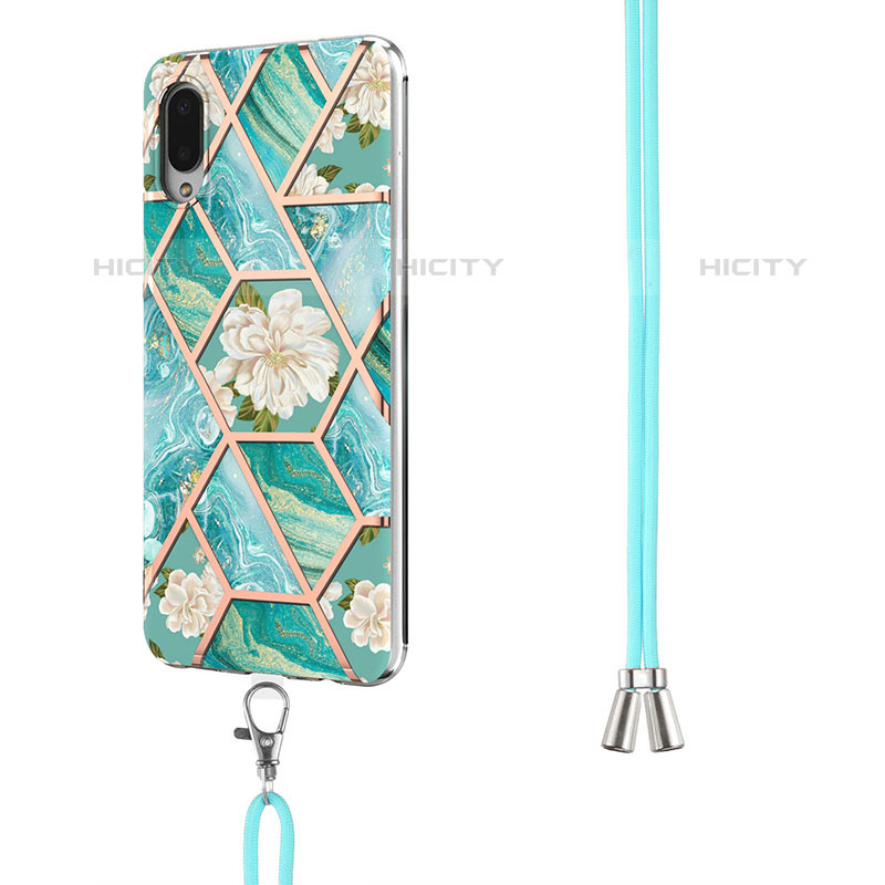 Funda Silicona Gel Goma Patron de Moda Carcasa con Acollador Cordon Lanyard Y02B para Samsung Galaxy M02