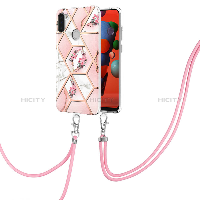 Funda Silicona Gel Goma Patron de Moda Carcasa con Acollador Cordon Lanyard Y02B para Samsung Galaxy M11