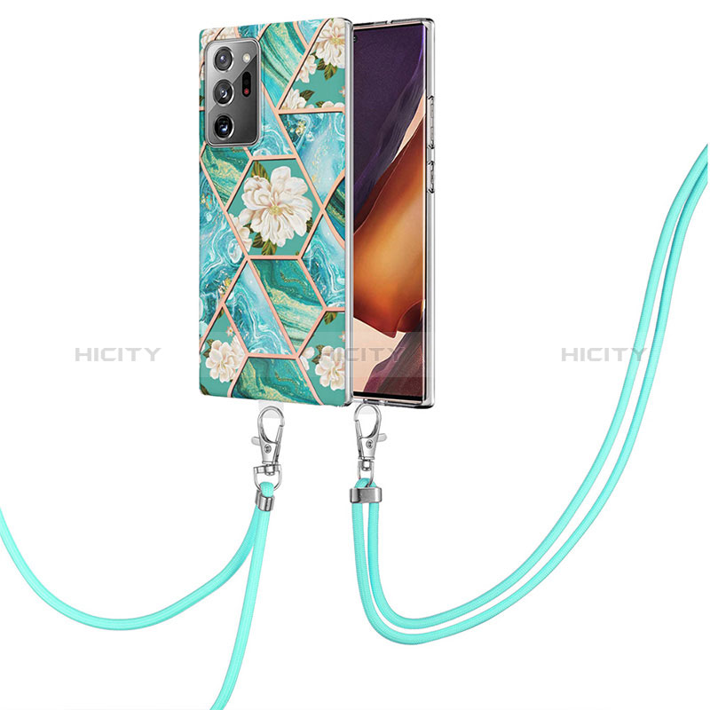 Funda Silicona Gel Goma Patron de Moda Carcasa con Acollador Cordon Lanyard Y02B para Samsung Galaxy Note 20 Ultra 5G