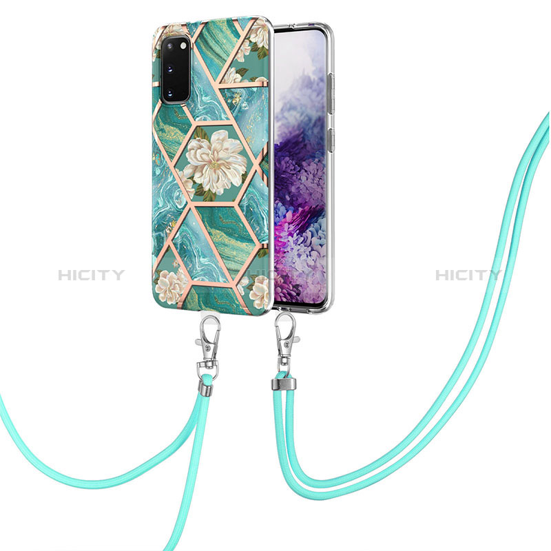 Funda Silicona Gel Goma Patron de Moda Carcasa con Acollador Cordon Lanyard Y02B para Samsung Galaxy S20