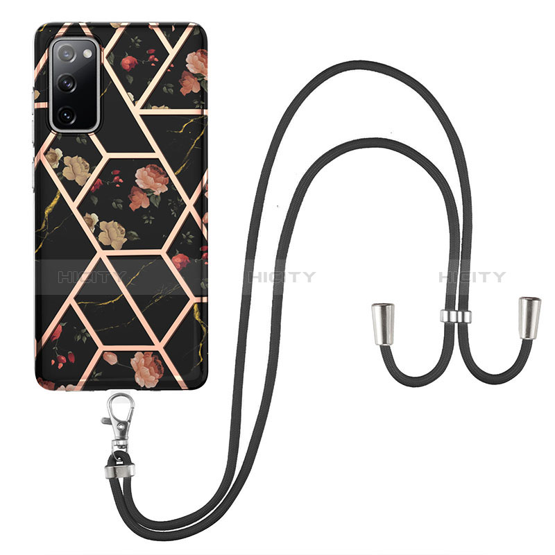 Funda Silicona Gel Goma Patron de Moda Carcasa con Acollador Cordon Lanyard Y02B para Samsung Galaxy S20 FE (2022) 5G