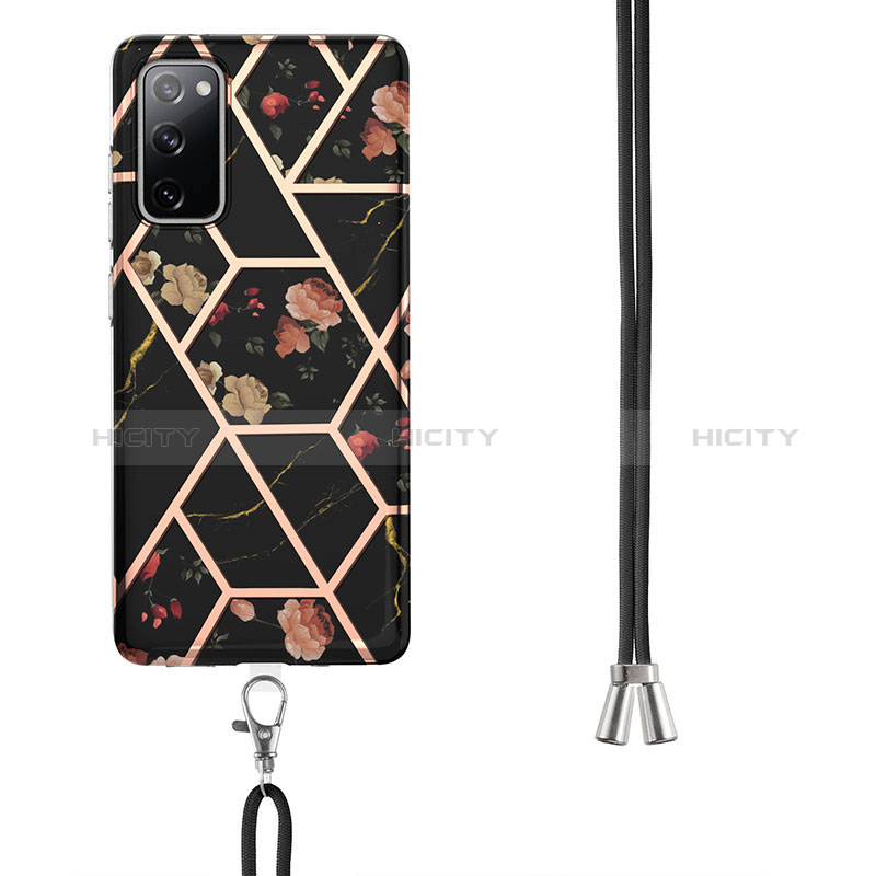 Funda Silicona Gel Goma Patron de Moda Carcasa con Acollador Cordon Lanyard Y02B para Samsung Galaxy S20 FE 4G