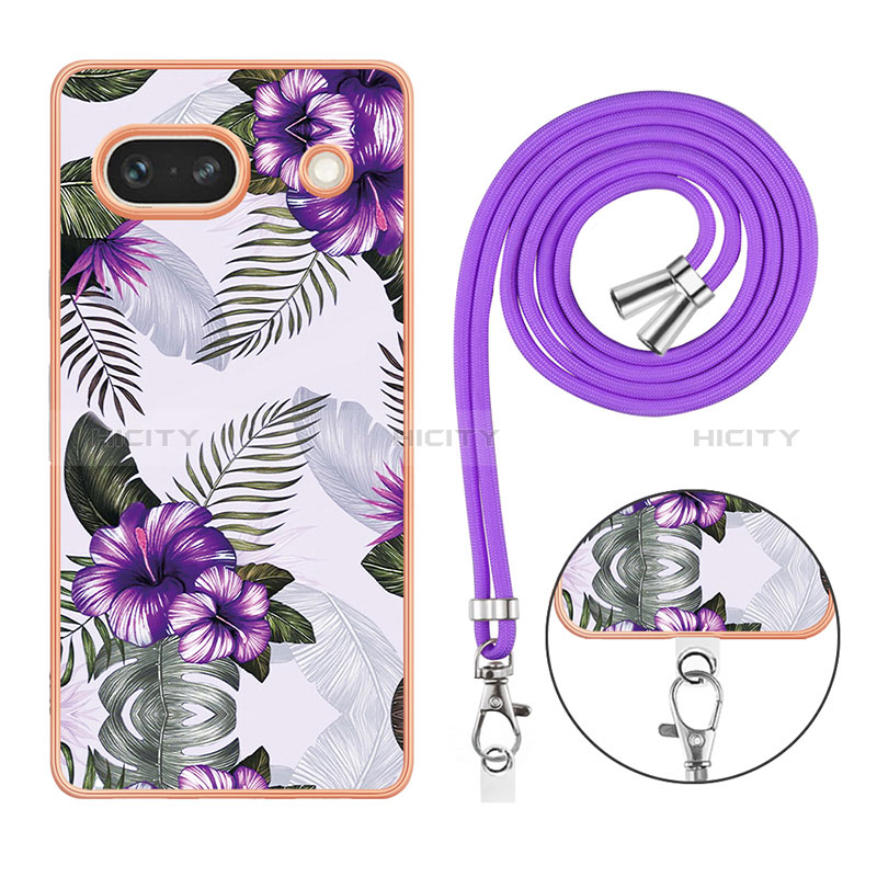 Funda Silicona Gel Goma Patron de Moda Carcasa con Acollador Cordon Lanyard Y03B para Google Pixel 7a 5G