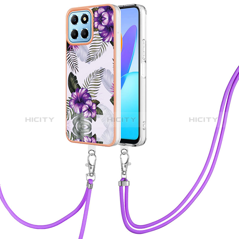 Funda Silicona Gel Goma Patron de Moda Carcasa con Acollador Cordon Lanyard Y03B para Huawei Honor 70 Lite 5G