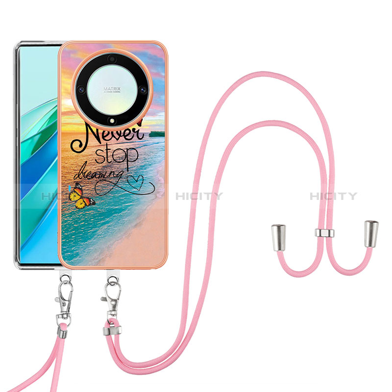 Funda Silicona Gel Goma Patron de Moda Carcasa con Acollador Cordon Lanyard Y03B para Huawei Honor Magic5 Lite 5G Multicolor