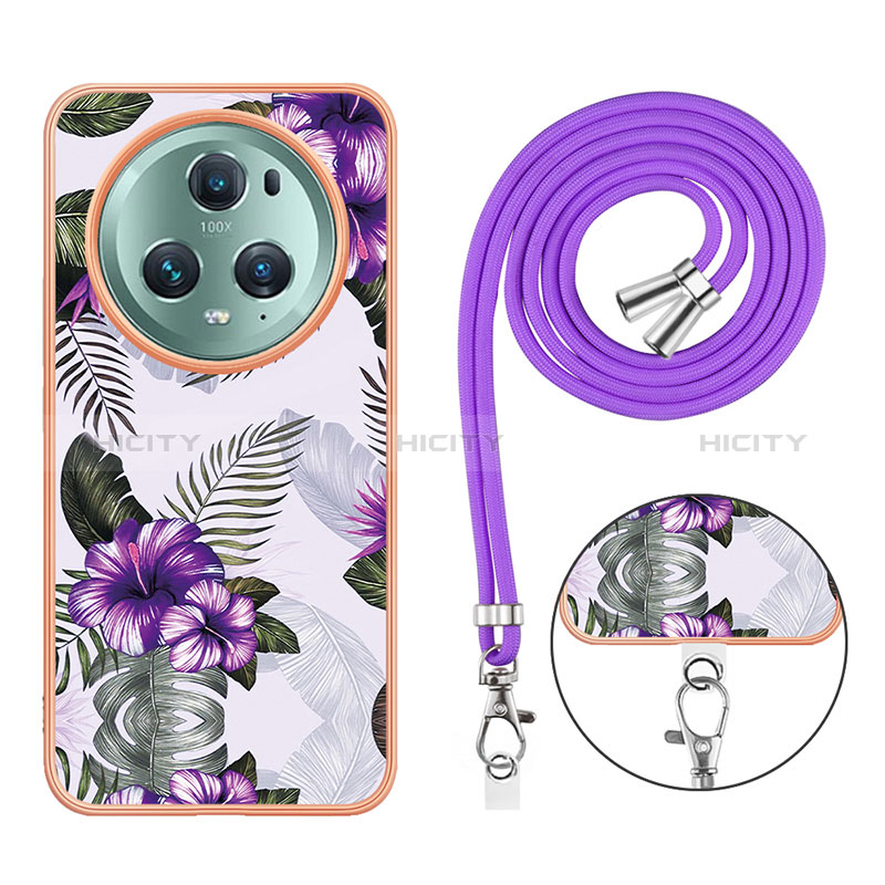 Funda Silicona Gel Goma Patron de Moda Carcasa con Acollador Cordon Lanyard Y03B para Huawei Honor Magic5 Pro 5G