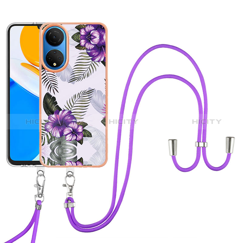 Funda Silicona Gel Goma Patron de Moda Carcasa con Acollador Cordon Lanyard Y03B para Huawei Honor X7