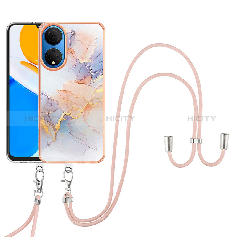 Funda Silicona Gel Goma Patron de Moda Carcasa con Acollador Cordon Lanyard Y03B para Huawei Honor X7