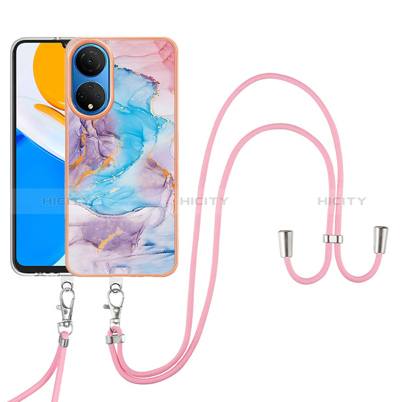 Funda Silicona Gel Goma Patron de Moda Carcasa con Acollador Cordon Lanyard Y03B para Huawei Honor X7