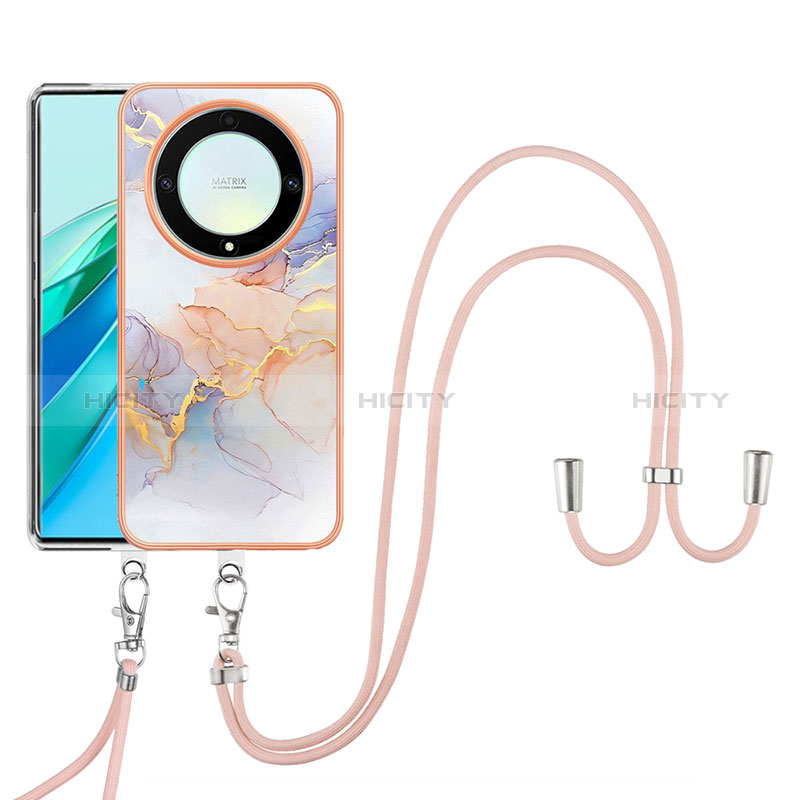 Funda Silicona Gel Goma Patron de Moda Carcasa con Acollador Cordon Lanyard Y03B para Huawei Honor X9a 5G