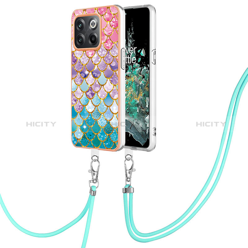 Funda Silicona Gel Goma Patron de Moda Carcasa con Acollador Cordon Lanyard Y03B para OnePlus 10T 5G