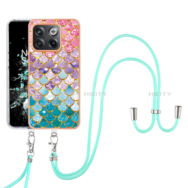 Funda Silicona Gel Goma Patron de Moda Carcasa con Acollador Cordon Lanyard Y03B para OnePlus 10T 5G