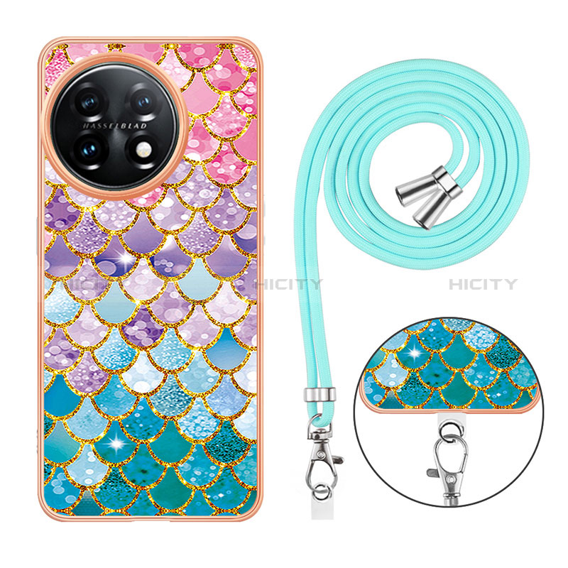 Funda Silicona Gel Goma Patron de Moda Carcasa con Acollador Cordon Lanyard Y03B para OnePlus 11 5G