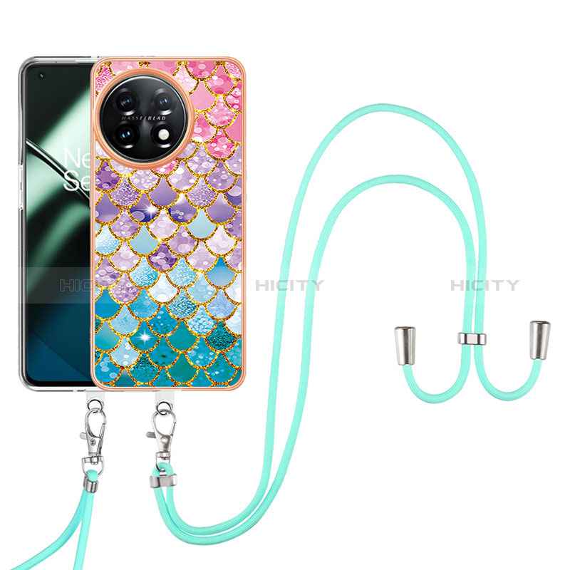 Funda Silicona Gel Goma Patron de Moda Carcasa con Acollador Cordon Lanyard Y03B para OnePlus 11 5G