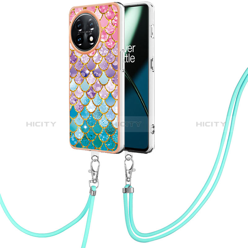 Funda Silicona Gel Goma Patron de Moda Carcasa con Acollador Cordon Lanyard Y03B para OnePlus 11 5G Vistoso