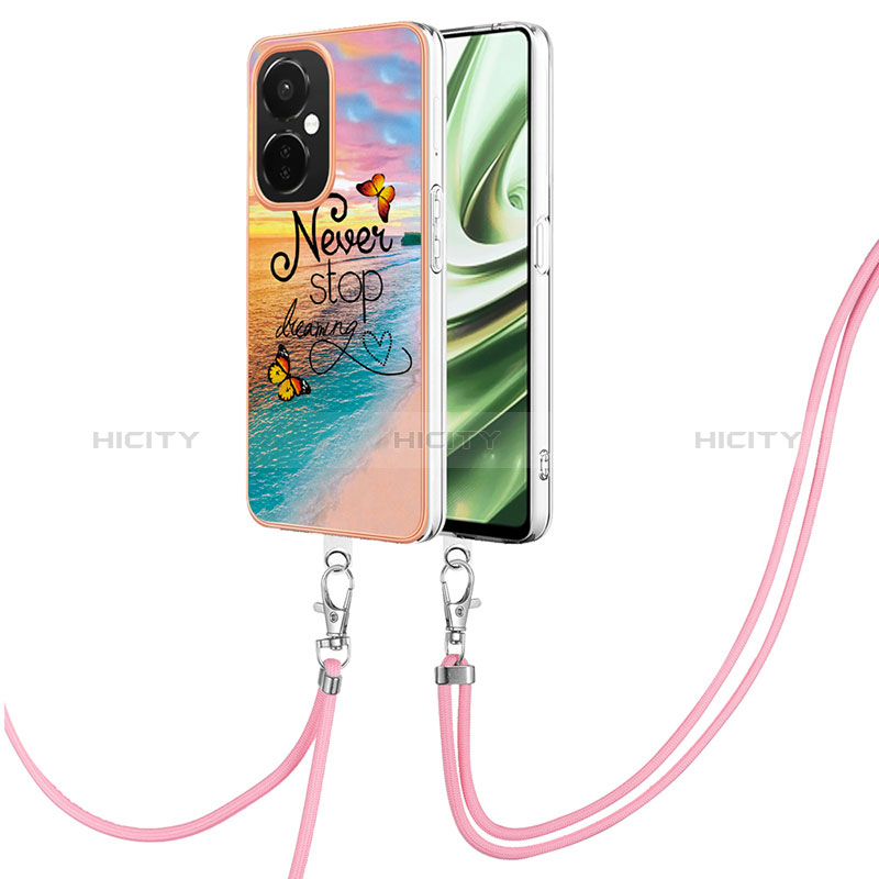 Funda Silicona Gel Goma Patron de Moda Carcasa con Acollador Cordon Lanyard Y03B para OnePlus Nord CE 3 5G