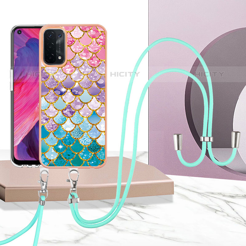 Funda Silicona Gel Goma Patron de Moda Carcasa con Acollador Cordon Lanyard Y03B para OnePlus Nord N200 5G