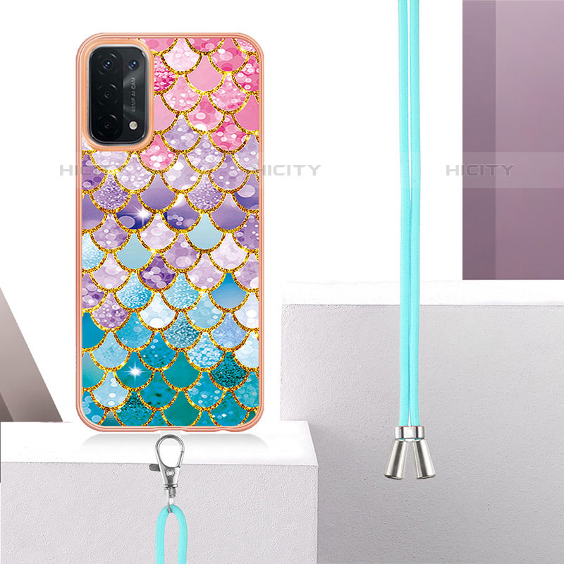 Funda Silicona Gel Goma Patron de Moda Carcasa con Acollador Cordon Lanyard Y03B para OnePlus Nord N200 5G